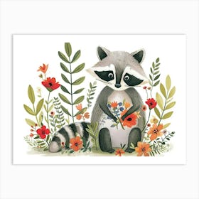 Little Floral Raccoon 4 Art Print