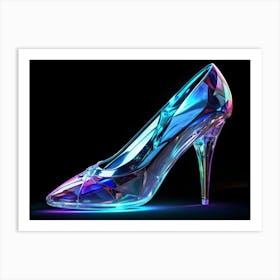 Glass Slipper With Cosmic Reflection On Black Background Art Print