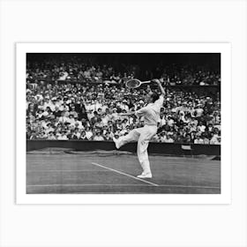 Fred Perry (pictured) competing at The Wimbledon Tennis Championships against John Van Ryn of the USA Art Print