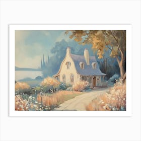 Fairy Tale Cottage On The Lake Art Print