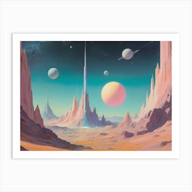 Space Landscape vintage retro sci-fi art Art Print