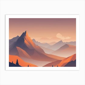 Misty mountains horizontal background in orange tone 51 Art Print