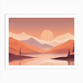 Misty mountains horizontal background in orange tone 90 Art Print