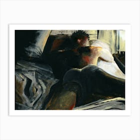 male nude homoerotic gay art man guy lad sleeping underwear bedroom art painting light hand painted Art Print