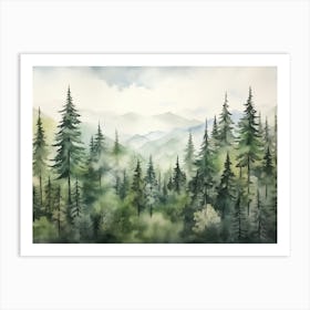 Woods Forest Landscape Watercolour Art Print