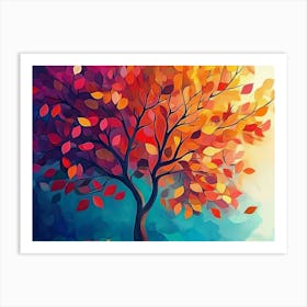 Elegant Colorful Tree with Colorful Leaves 4 Art Print