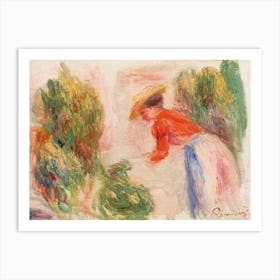 Woman Gathering Flowers (1906–1910), Pierre Auguste Renoir Art Print