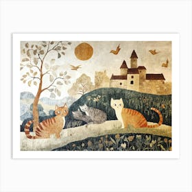 Cats In The Countryside Tapestry 3 Art Print