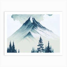 Mountain And Forest In Minimalist Watercolor Horizontal Composition 362 Art Print