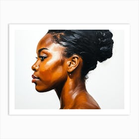 Side Profile Of Beautiful Woman Oil Painting 105 Art Print