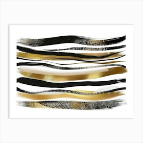 Gold And Black Brush Strokes 33 Art Print