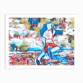 Runner In Red And Blue Art Print