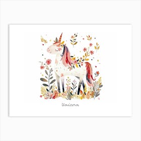 Little Floral Unicorn Poster Art Print