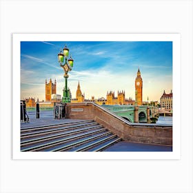 Palace Of Westminster With Elizabeth Tower And Westminster Bridge Art Print