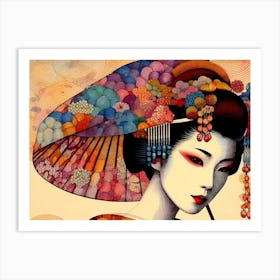 Japan Traditional Geisha Illustration By Ad 118 Art Print