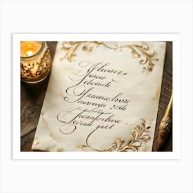 Calligraphic Handwriting Crafting An Elegant Thank You Note Swoops And Curls Of The Letters Intrica (3) Art Print