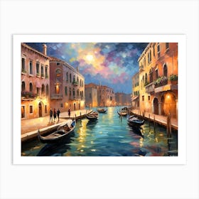 Venice At Night 1 Art Print