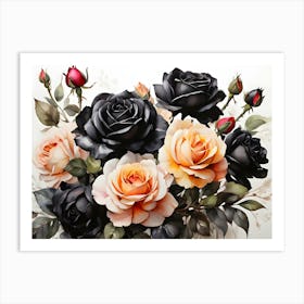 Default A Stunning Watercolor Painting Of Vibrant Black Roses 0 (1) Art Print