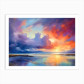 Abstract Colorful Cumulus Beach Sunset Horizontal Art Print
