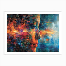 Digital Fusion: Human and Virtual Realms - A Neo-Surrealist Collection. Abstract Canvas Print Art Print