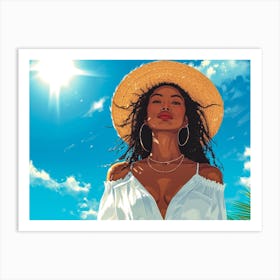 Illustration of an African American woman at the beach 27 Art Print