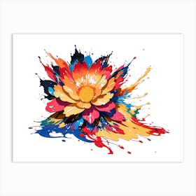 Abstract Paint Splash Flower Arrangement 31 Art Print