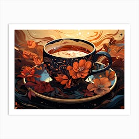 Tea Cup With Flowers 2 Art Print