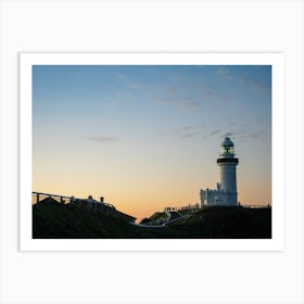 Lighthouse At Dusk With Smooth Sunset Art Print