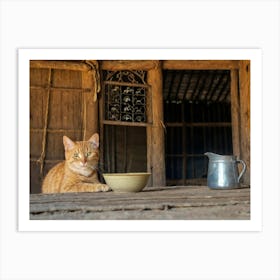 Cat In A Hut 2 Art Print