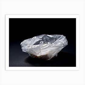 Crumpled Plastic Wrapper Casting Faint Shadows On A Clean Pitch Black Background Macro Perspective (5) Art Print