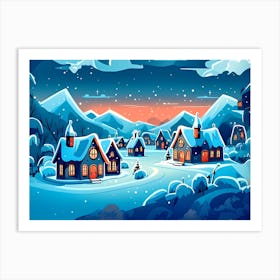 Christmas Winter Village 1 Art Print