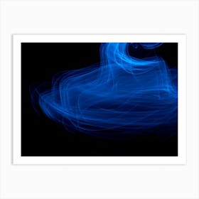 Glowing Abstract Curved Blue Lines 3 Art Print