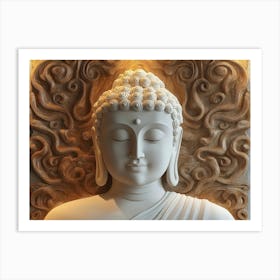 3d Relief of a Serene Buddha Statue Art Print