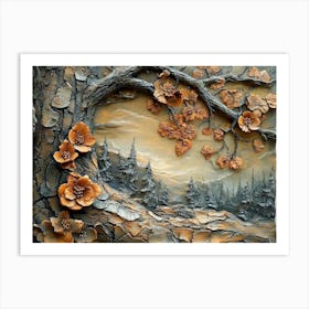 3d Painting Of Lifelike Tree Bark Textures And Woodland Beauty Of Natural Landscape Art Print