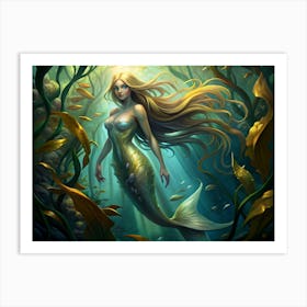 Mermaid In The Sea Art Print