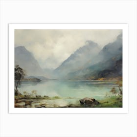 Blue Lake Oil Painting Art Print