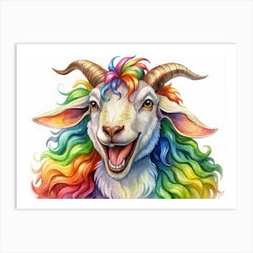 Rainbow Goat Illustration Art Print