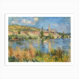 Lakeside Village Harmony Painting Inspired By Paul Cezanne Art Print