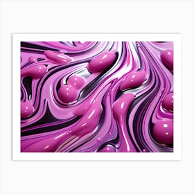 Pink & Purple Gloss Fluid Streaks & Bubbles Abstract 1 Art Print