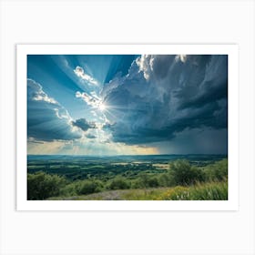 A Landscape Composition During Spring Transformation Into Summer Cumulus Clouds Dominating The High Art Print