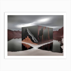 Cube in the crater Art Print