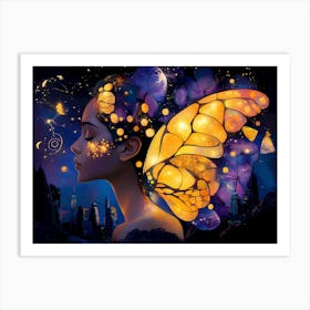 Girl With A Butterfly 3 Art Print