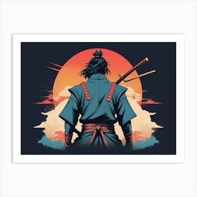 Anime Samurai Warrior Silhouette Art Print