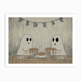 Ghosts Eating Spaghetti Art Print