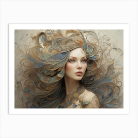 Woman With Long Hair Art Print