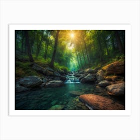 Stream In The Forest Art Print