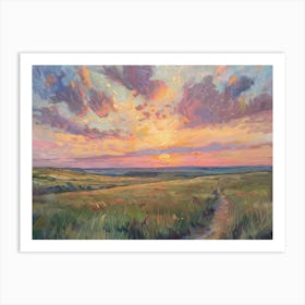 Western Sunset Landscapes Great Plains 3 Art Print