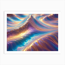 A Colorful, Abstract 3d Image With Flowing, Wave Like Shapes That Appear To Be Made Of A Luminous, Iridescent Material Art Print