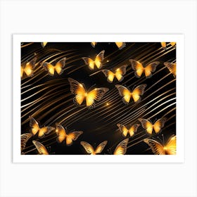 Golden Butterflies 24 Art Print