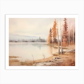 A Painting Of A Lake In Autumn 59 Art Print